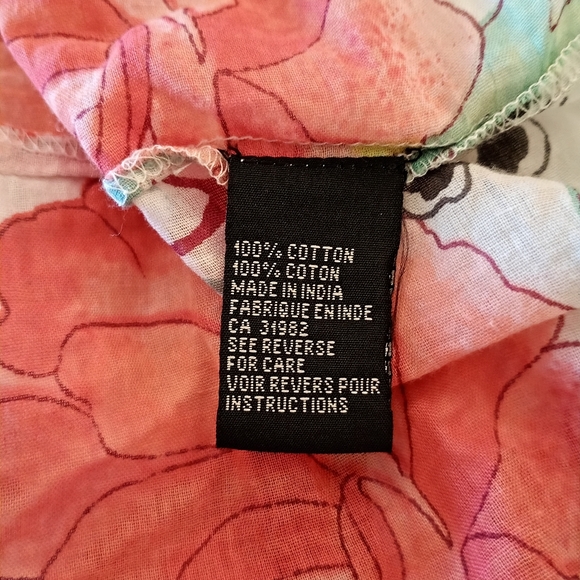 Minkas ~Vibrant Floral Cotton Sheer Blouse (XL) - Picture 7 of 7